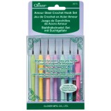 Clover Amour Steel Crochet Hook Set (7 Pcs.)