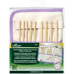 Clover Bamboo Interchangeable Tunisian Crochet Hook Set