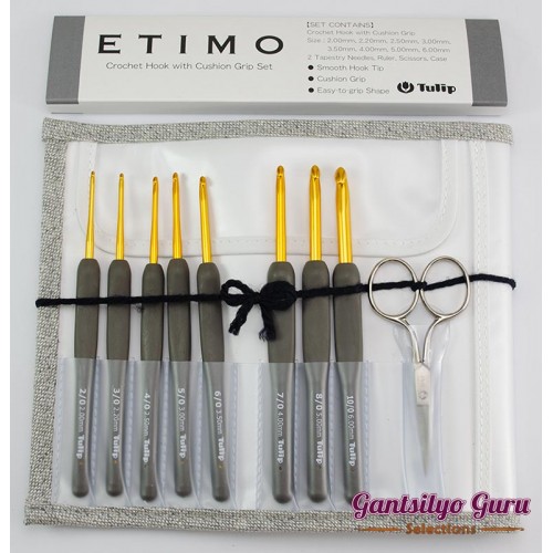 Tulip ETIMO Crochet Hooks With Cushion Grip in Gray and Gold 