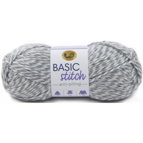 Lion Brand Basic Stitch Reflective Yarn Anti Pilling Platinum Gray